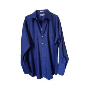 Paul Frederick 17-33 Long Sleeve Shirt  2ply Cotton Navy Blue/ Purple Solid